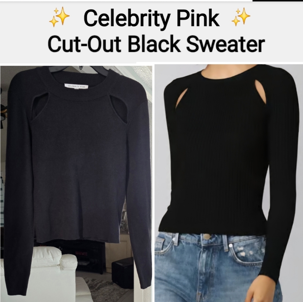 Celebrity Pink Black Cut-Out Sweater, Size XL